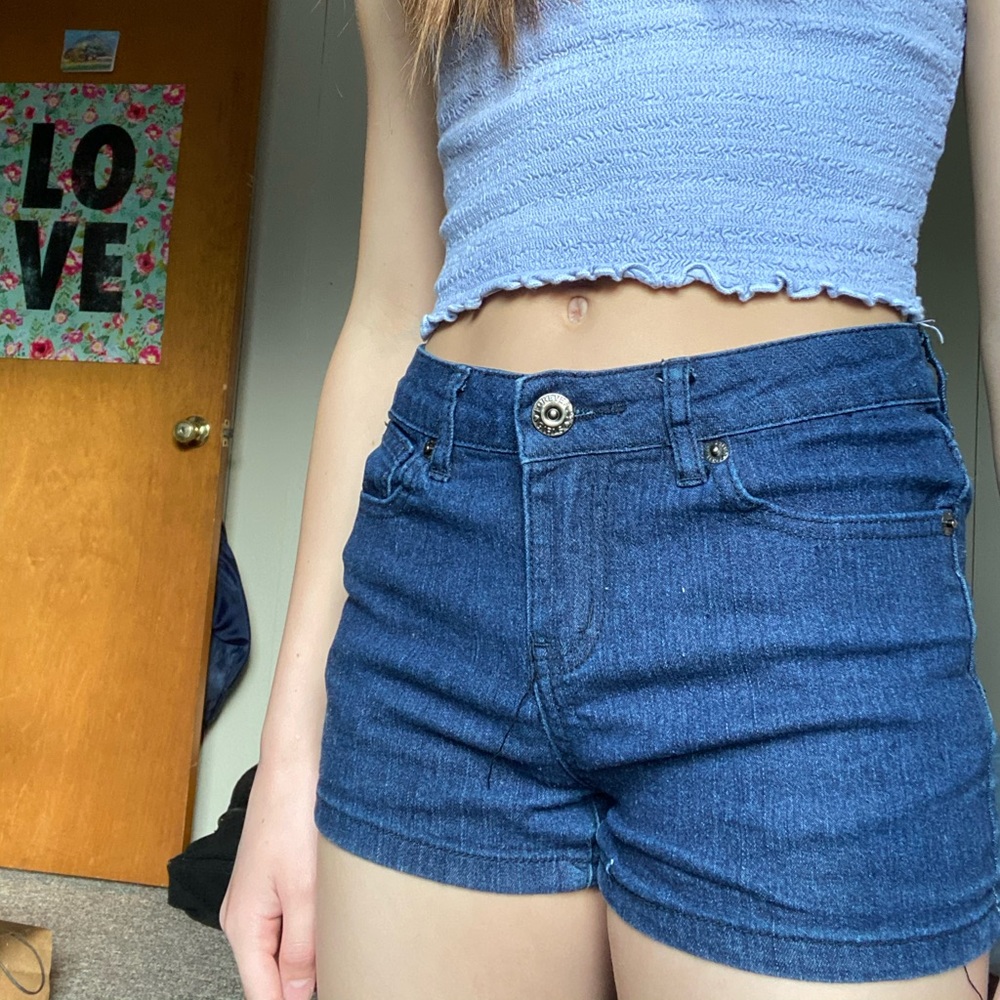 Dark blue denim shorts